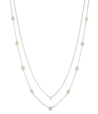 Lauren Ralph Lauren Gold Tone Crystal 2 Row Stationed Collar Necklace