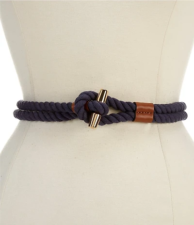 Lauren Ralph Lauren Leather Trim Toggle Skinny Rope Belt