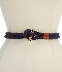 Lauren Ralph Lauren Leather Trim Toggle Skinny Rope Belt