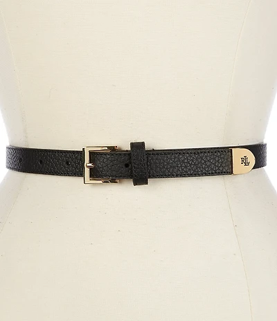 Lauren Ralph Lauren 0.75#double; Pebbled Leather Skinny Belt