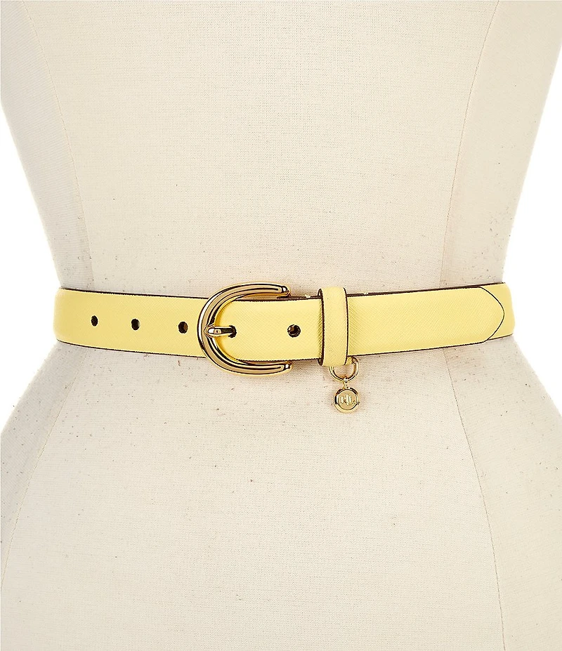 Lauren Ralph Lauren 1#double; Charm Crosshatch Leather Belt