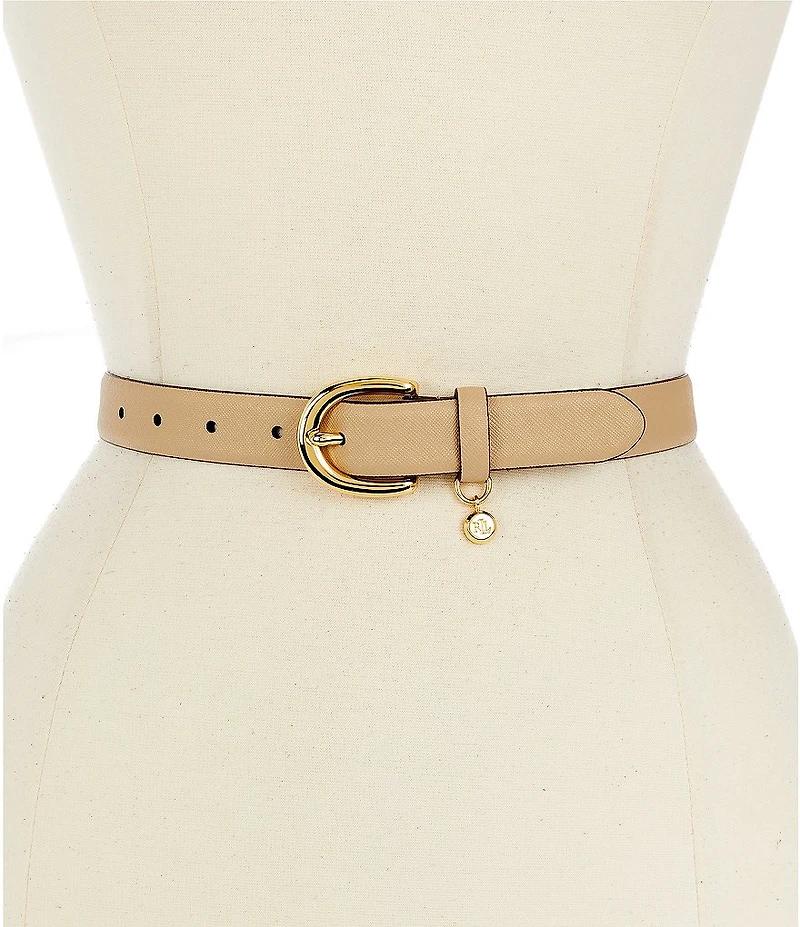 Lauren Ralph Lauren 1#double; Charm Crosshatch Leather Belt