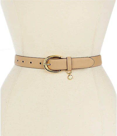 Lauren Ralph Lauren 1#double; Charm Crosshatch Leather Belt