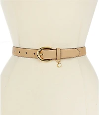 Lauren Ralph Lauren 1#double; Charm Crosshatch Leather Belt