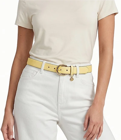 Lauren Ralph Lauren 1#double; Charm Crosshatch Leather Belt
