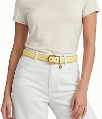 Lauren Ralph Lauren 1#double; Charm Crosshatch Leather Belt
