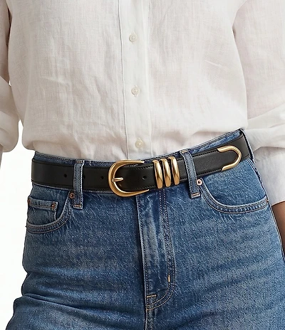Lauren Ralph Lauren 1#double; Metal Keepers Skinny Leather Belt