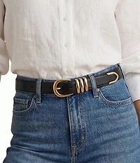 Lauren Ralph Lauren 1#double; Metal Keepers Skinny Leather Belt