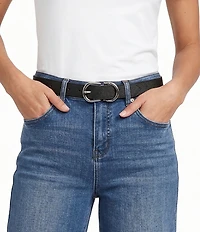 Lauren Ralph Lauren 1#double; Reversible Crosshatch Leather Belt