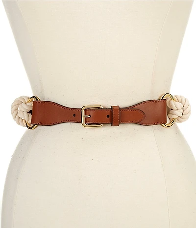 Lauren Ralph Lauren 1.25#double; Leather-Trim Rope Skinny Belt
