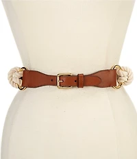 Lauren Ralph Lauren 1.25#double; Leather-Trim Rope Skinny Belt