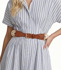 Lauren Ralph Lauren 1.25#double; Leather-Trim Rope Skinny Belt