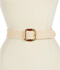 Lauren Ralph Lauren 1.5#double; Square Slide Buckle Woven Cotton Belt