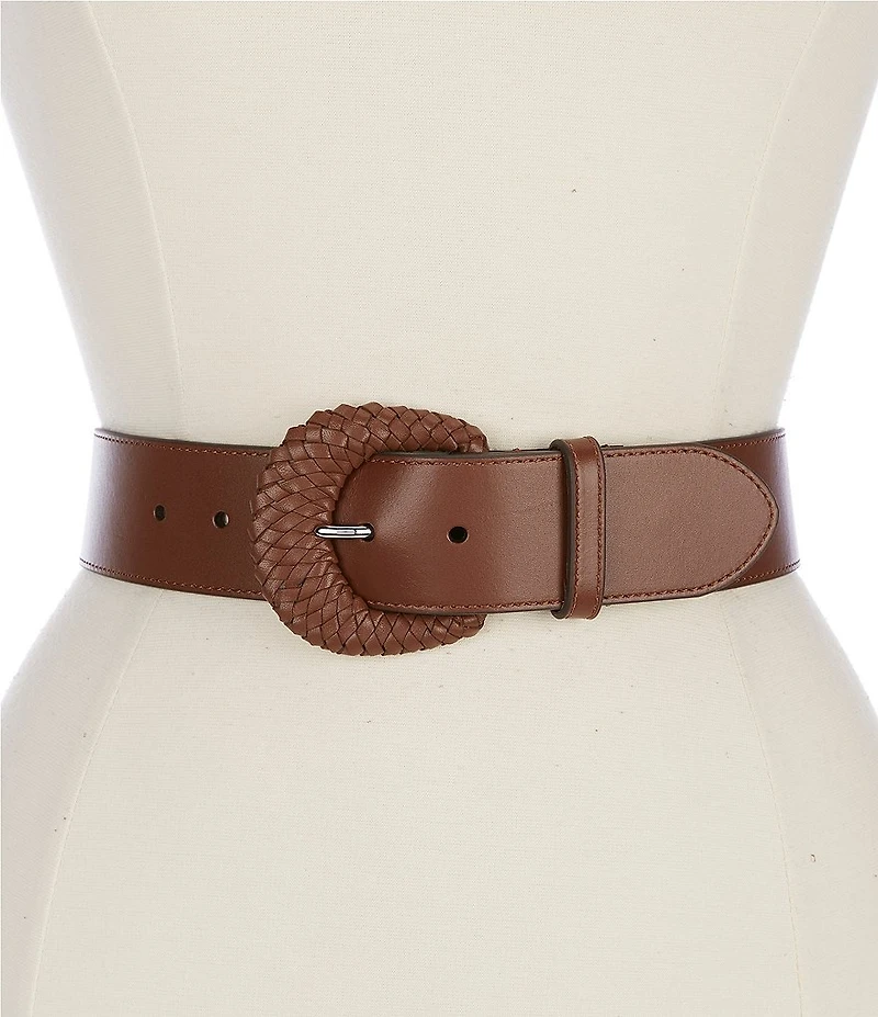 Lauren Ralph Lauren 1.75#double; Woven Buckle Wide Vachetta Leather Belt
