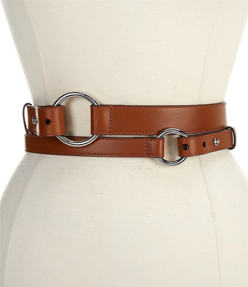 Lauren Ralph Lauren 2#double; O-Ring Stacked Wide Leather Belt