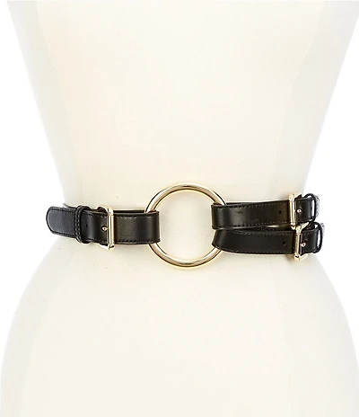 Lauren Ralph Lauren 2#double; Tri-Strap O-Ring Leather Belt