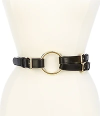 Lauren Ralph Lauren 2#double; Tri-Strap O-Ring Leather Belt