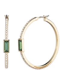 Lauren Ralph Lauren Baguette Center Stone Pave Hoop Earrings