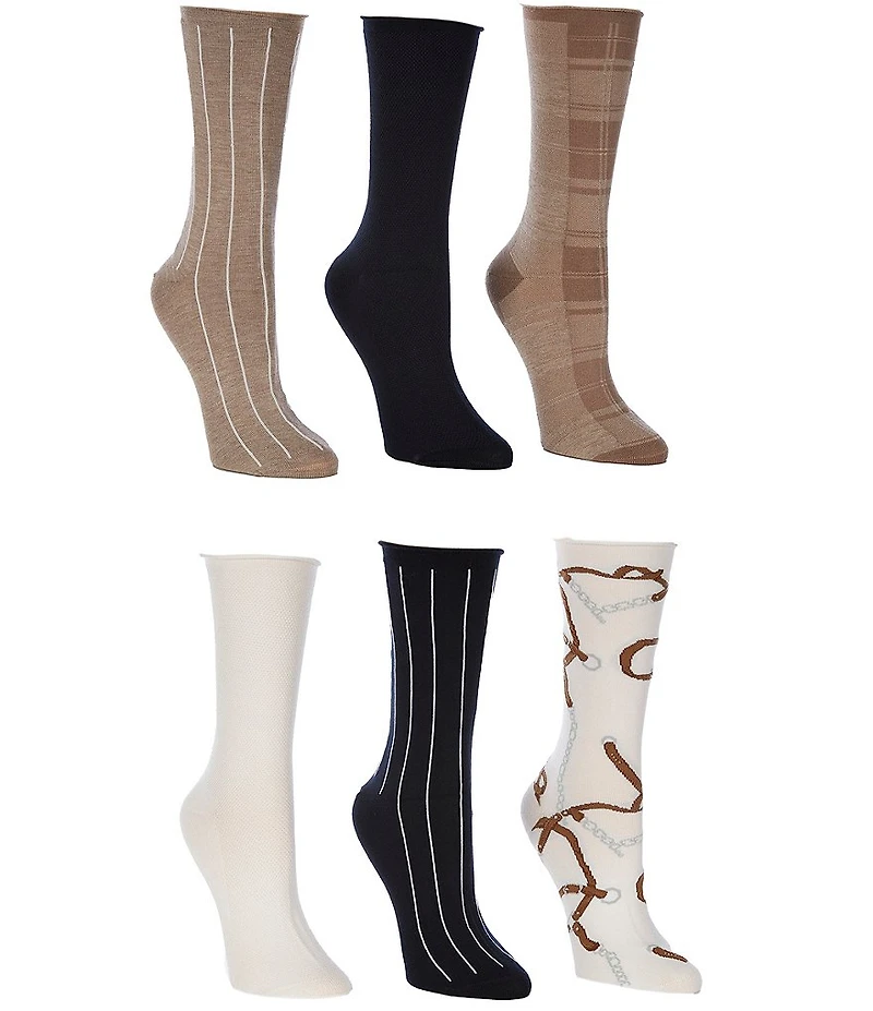 Lauren Ralph Lauren Bridle Assorted Print Crew Socks, 6-Pack