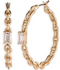 Lauren Ralph Lauren CZ Cable Chain Hoop Earrings