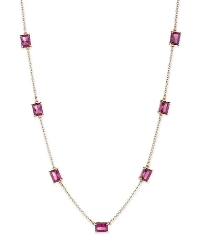 Lauren Ralph Lauren Fuchsia Stone Station Collar Necklace