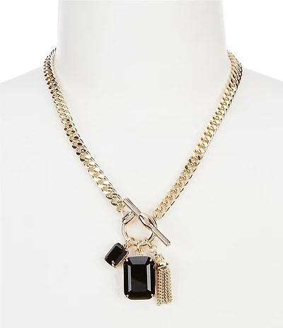 Lauren Ralph Lauren Gold Jet Toggle Charm Pendant Necklace