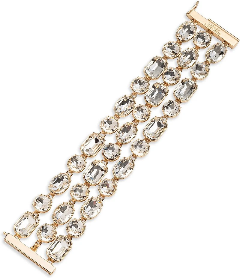 Lauren Ralph Lauren Gold Tone 3 Row Stone Flex Line Bracelet