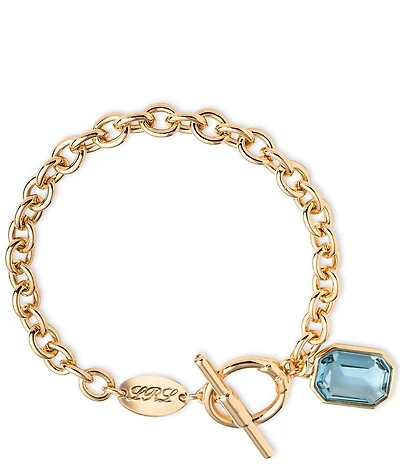 Lauren Ralph Lauren Gold Tone Aqua Stone Flex Line Bracelet