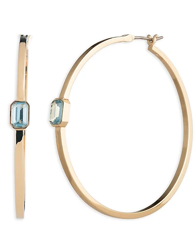 Lauren Ralph Lauren Gold Tone Aqua Stone Hoop Earrings