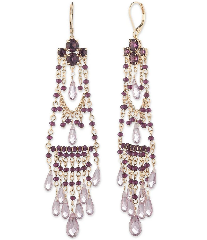 Lauren Ralph Lauren Gold Tone Beaded Chandelier Earrings