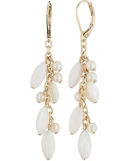 Lauren Ralph Lauren Gold Tone Beaded Mother Of Pearl Linear Earrings