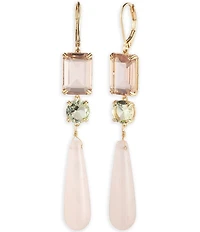 Lauren Ralph Lauren Gold Tone Blush Triple Stone Linear Earrings