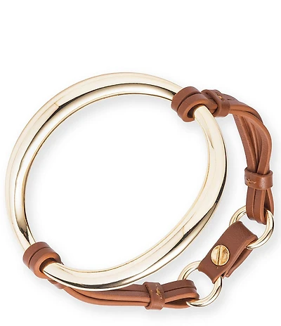 Lauren Ralph Lauren Gold Tone Brown Leather Flex Line Bracelet