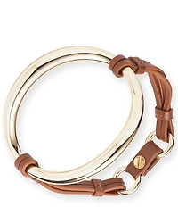 Lauren Ralph Lauren Gold Tone Brown Leather Flex Line Bracelet
