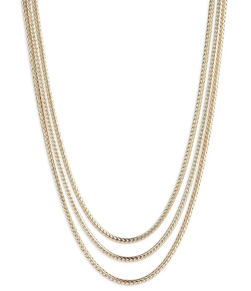 Lauren Ralph Lauren Gold Tone Chain Multirow Chain Necklace