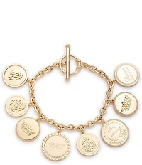 Lauren Ralph Lauren Gold Tone Coin Logo Flex Charm Line Bracelet