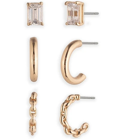 Lauren Ralph Lauren Gold Tone Crystal CZ Trio Earring Set