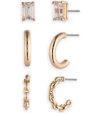 Lauren Ralph Lauren Gold Tone Crystal CZ Trio Earring Set