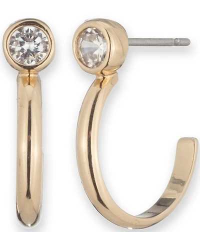 Lauren Ralph Lauren Gold Tone Crystal Hoop Earrings