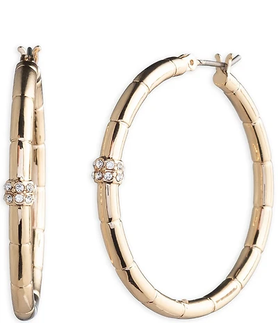 Lauren Ralph Lauren Gold Tone Crystal Pave Hoop Earrings