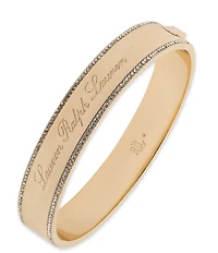 Lauren Ralph Lauren Gold Tone Crystal Script Logo Bangle Bracelet
