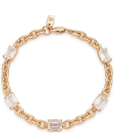 Lauren Ralph Lauren Gold Tone CZ Cable Chain Flex Line Bracelet
