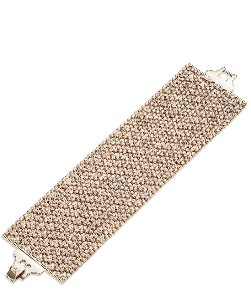 Lauren Ralph Lauren Gold Tone CZ Mesh Flex Line Bracelet