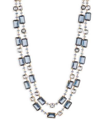 Lauren Ralph Lauren Gold Tone Double Row Stone Short Multi-Strand Necklace