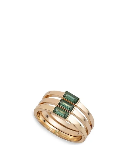 Lauren Ralph Lauren Gold Tone Erinite Baguette Stacked Ring Set