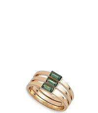 Lauren Ralph Lauren Gold Tone Erinite Baguette Stacked Ring Set