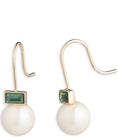 Lauren Ralph Lauren Gold Tone Erinite Pearl Baguette Drop Earrings