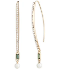 Lauren Ralph Lauren Gold Tone Erinite Pearl Baguette Threader Earrings