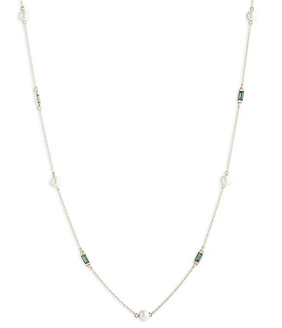 Lauren Ralph Lauren Gold Tone Erinite Pearl Long Strand Necklace