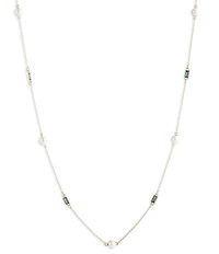 Lauren Ralph Lauren Gold Tone Erinite Pearl Long Strand Necklace